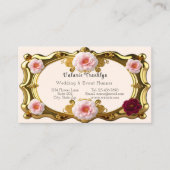 Roze en Bourgondische Rozen Bruiloft Event Planner Visitekaartje (Voorkant)