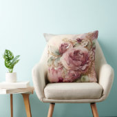 Roze en Bourgondische Waterverf Roos vergroot Kussen (Stoel)