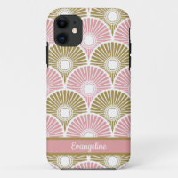 Roze en brass Chinees Semi Circle Wave Pattern