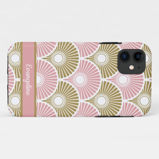 Roze en brass Chinees Semi Circle Wave Pattern Case-Mate iPhone Case (Achterkant (horizontaal))