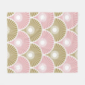 Roze en brass Chinees Semi Circle Wave Pattern Fleece Deken (Voorkant (Horizontaal))
