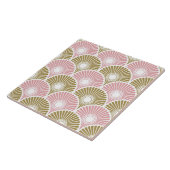 Roze en brass Chinees Semi Circle Wave Pattern Tegeltje (Zijkant)