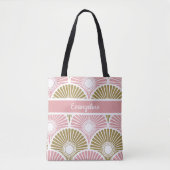 Roze en brass Chinees Semi Circle Wave Pattern Tote Bag (Voorkant)