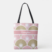 Roze en brass Chinees Semi Circle Wave Pattern Tote Bag (Achterkant)