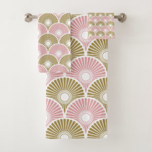 Roze en brass Semi Circle Wave Pattern Bad Handdoek