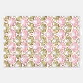 Roze en brass Semi Circle Wave Pattern Inpakpapier Vel (Voorkant 3)