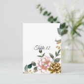 Roze en Bronze Pioen Tafel Zittende Kaart (Staand voorkant)