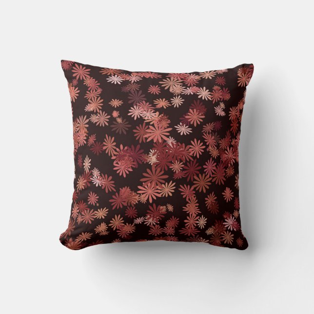 Roze en bronzen margrieten kussen (Voorkant)