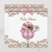 Roze en Bruin Afro-Amerikaanse Meisjesdouche Kaart (Voorkant / Achterkant)