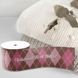 Roze en bruin argylepatroon breien - optionele tek grosgrain lint