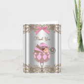 Roze en bruin Baby shower Dank u Bedankkaart (Voorkant)