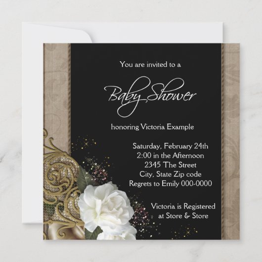 Roze en bruin Baby shower Kaart (Achterkant)