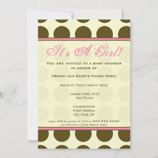 Roze en bruin Baby shower Kaart (Achterkant)