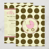 Roze en bruin Baby shower Kaart (Voorkant / Achterkant)