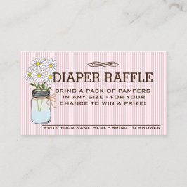 Roze en bruin Baby shower Luier Raffle Ticket | Informatiekaartje