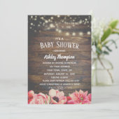 Roze en bruin Baby shower met roestlicht Kaart (Staand voorkant)