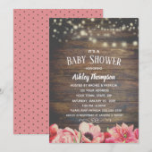 Roze en bruin Baby shower met roestlicht Kaart (Voorkant / Achterkant)