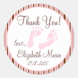 Roze en bruin Baby shower Ronde Sticker