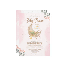 Roze en bruin Baby shower uitnodiging