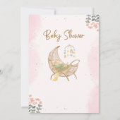 Roze en bruin baby shower uitnodiging Meisje (Achterkant)
