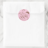 Roze en Bruin bloeien Monogram Sticker Label (Tas)