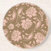 Roze en Bruin BloemenPatroon Zandsteen Onderzetter (Voorkant)