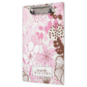 Roze en Bruin Bloempatroon Gepersonaliseerd Klembord (Links)