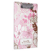Roze en Bruin Bloempatroon Gepersonaliseerd Klembord (Rechts)