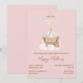 Roze en Bruin Boho Baby shower Kaart (Voorkant / Achterkant)