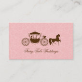 Roze en bruin bruiloft paard & koets visitekaartje (Voorkant)