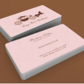 Roze en bruin bruiloft paard & koets visitekaartje