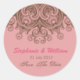 Roze en Bruin Bruiloft Sticker