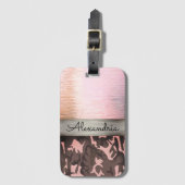Roze en Bruin Camo gepersonaliseerd Bagagelabel (Voorkant (verticaal))