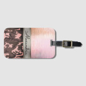 Roze en Bruin Camo gepersonaliseerd Bagagelabel (Voorkant (horizontaal))