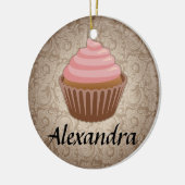Roze en Bruin Cupcake Custom Ronde Ornament (Links)
