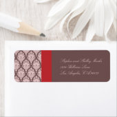 Roze en Bruin Damask Bruiloft label (Insitu)