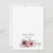 Roze en Bruin Elegant Roos Bloemenbruiloft Kaart (Achterkant)