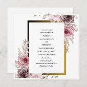 Roze en Bruin Elegante Roos Bloemige Bruiloft Save The Date (Voorkant / Achterkant)