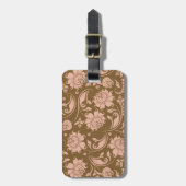 Roze en bruin Floral Pattern Bagagelabel (Voorkant verticaal)