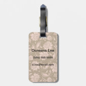 Roze en bruin Floral Pattern Bagagelabel (Achterkant verticaal)