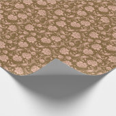 Roze en bruin Floral Pattern Cadeaupapier (Hoek)