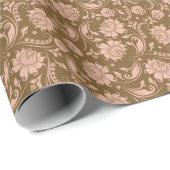 Roze en bruin Floral Pattern Cadeaupapier (Rol Hoek)
