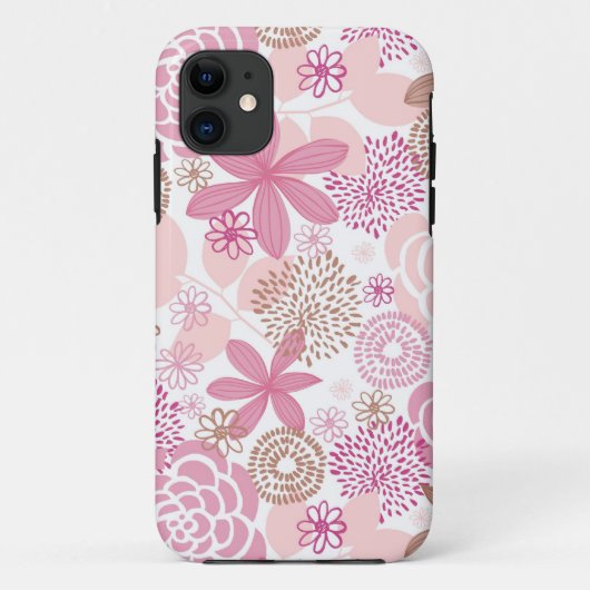 Roze en bruin Floral Pattern Case-Mate iPhone Case (Achterkant)