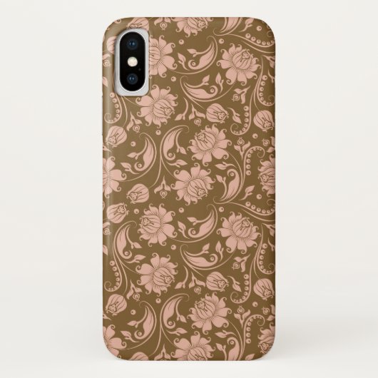 Roze en bruin Floral Pattern Case-Mate iPhone Case (Achterkant)