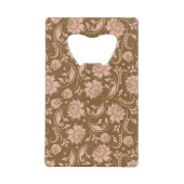 Roze en bruin Floral Pattern Creditkaart Flessenopener (Voorkant)