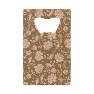Roze en bruin Floral Pattern Creditkaart Flessenopener