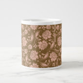 Roze en bruin Floral Pattern Grote Koffiekop (Voorkant)
