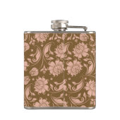 Roze en bruin Floral Pattern Heupfles (Achterkant)