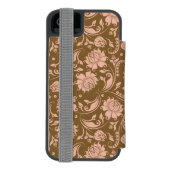 Roze en bruin Floral Pattern Incipio iPhone Portemonnee Hoesje (Agenda Achterkant)
