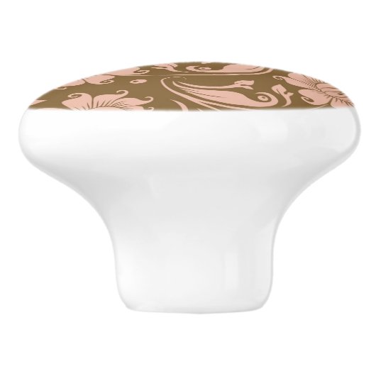 Roze en bruin Floral Pattern Keramische Knop (Zijkant)